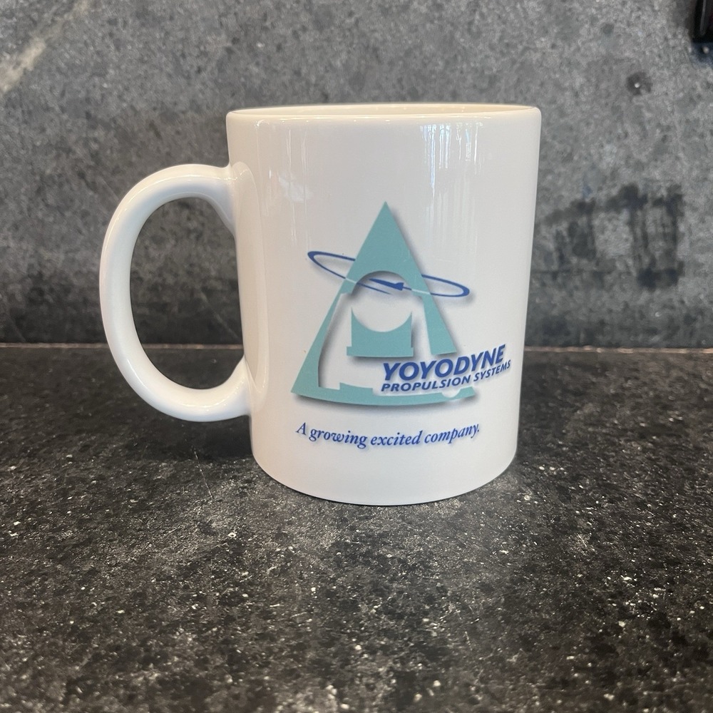 Yoyodyne Propulsion Systems Advertising Mug, Funny Monkey Boy Joke On Back